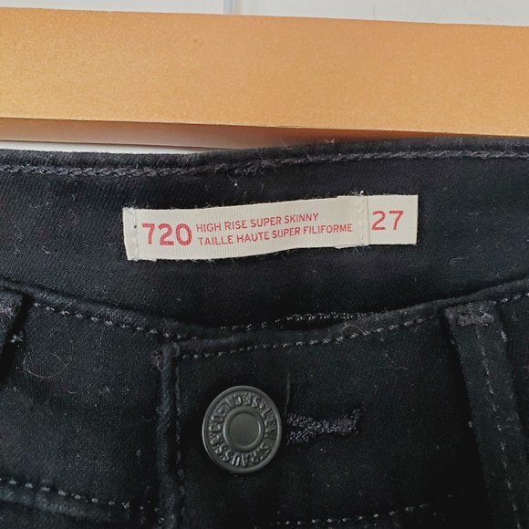 LEVI'S 720 Black High Rise Super Skinny Jeans - Picture 7 of 11